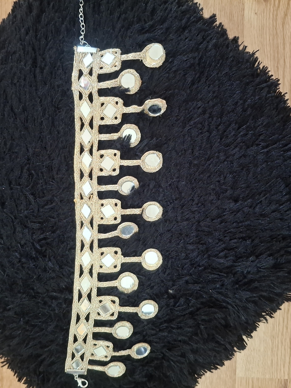 Handmade Boho Gold Mirror Fringe Choker Necklace Festival Wedding Party Vacation - Picture 4 of 4